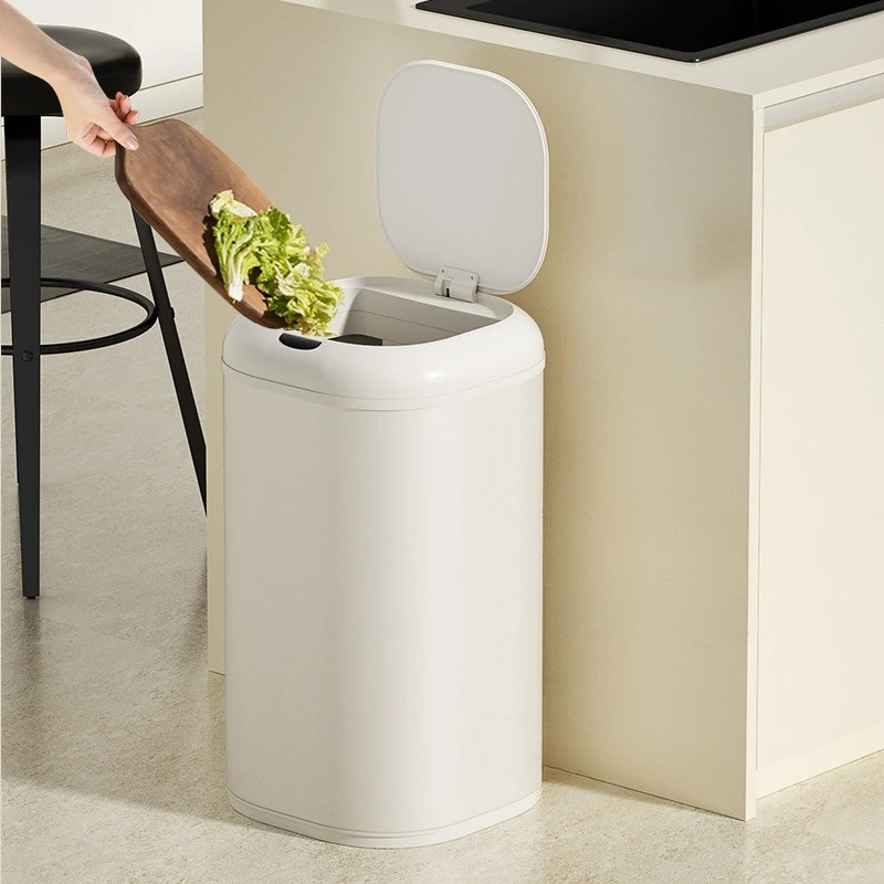

Intelligent induction stainless steel trash can household kitchen light luxury
