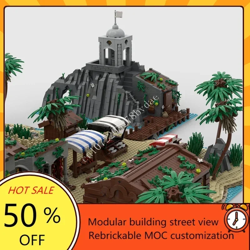11021 pièces Pirate Island Bay Beach Island Extension modulaire MOC créatif rue vue modèle personnalisé Puzzles bricolage modèle jouets cadeaux