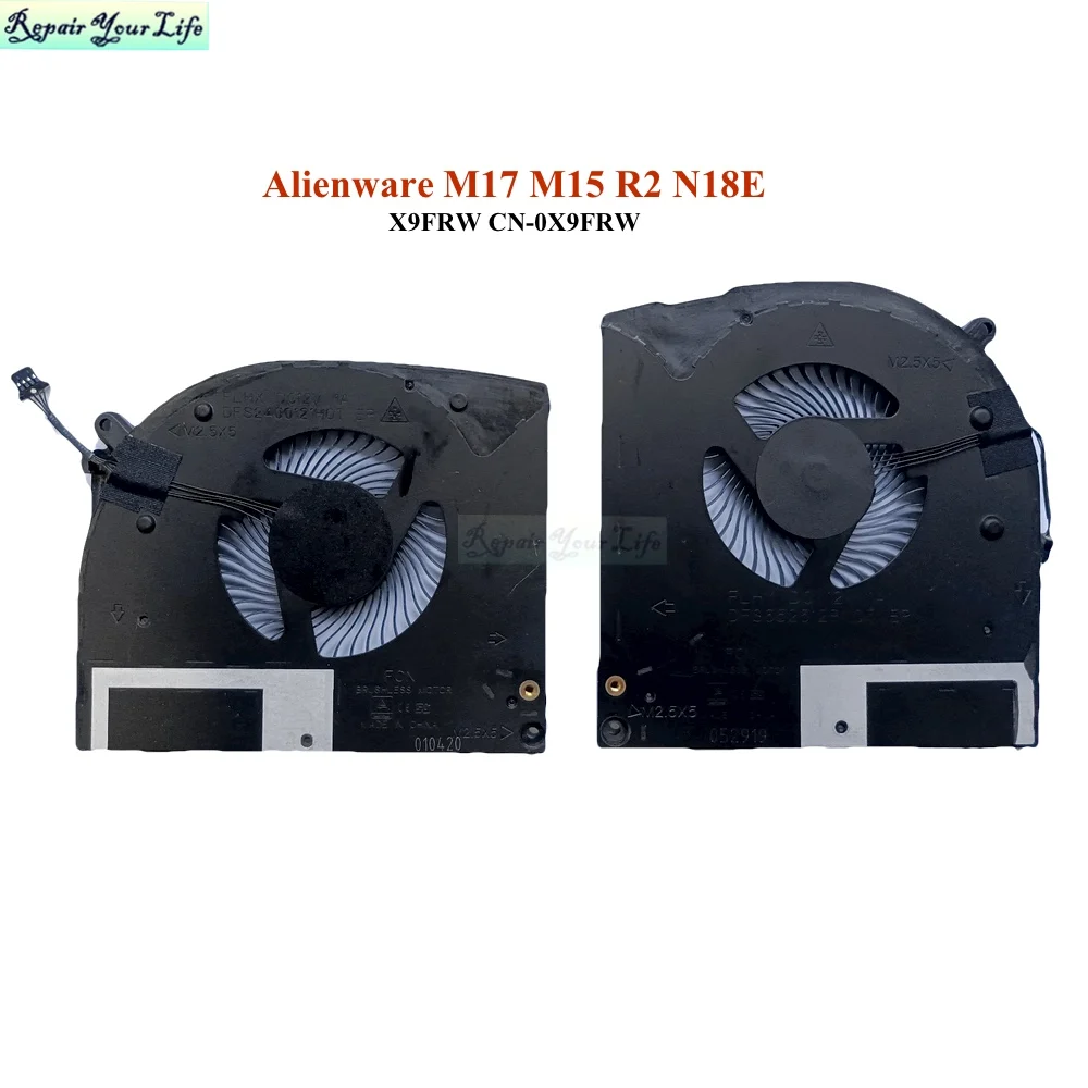 X9FRW Laptop CPU GPU Cooling Fans for Dell ALIENWARE M15 R2 N18E P87F001 Cooler Radiator CN-0X9FRW DFS652512PN0T