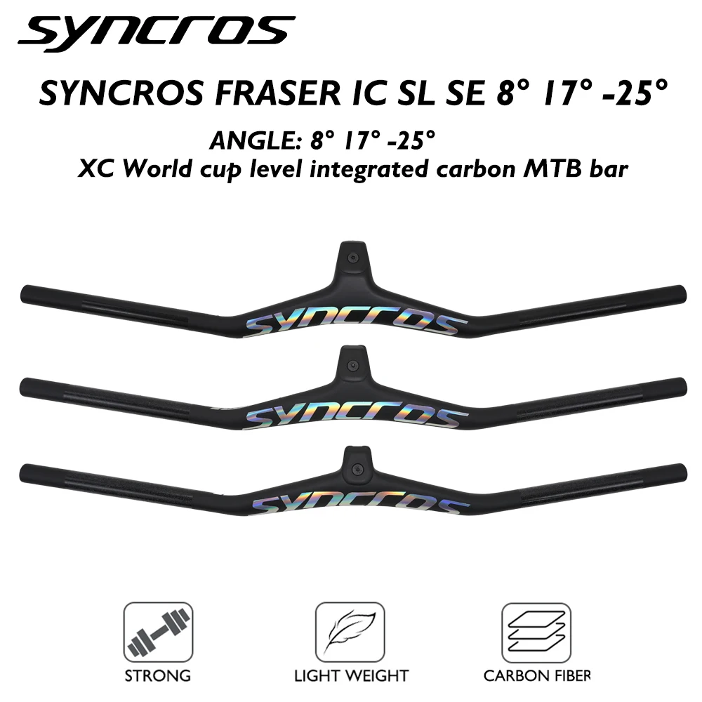 

SYNCROS FRASER IC SL SE Carbon T800 Handlebar Laser Logo 60-100mm Stem -8/-17/-25° 280g Anti-slip XC Mountain Bike Accessories