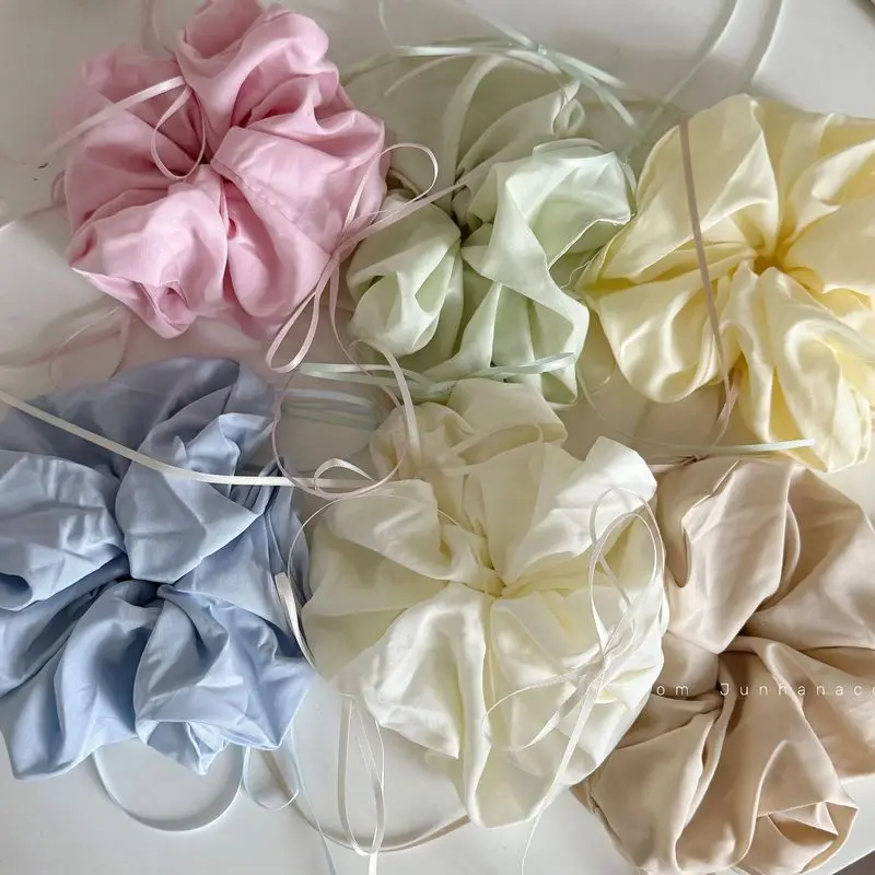 1pc Ballet style ribbon bow large intestine headband sweet early spring low ponytail bun hair tie hair accessory