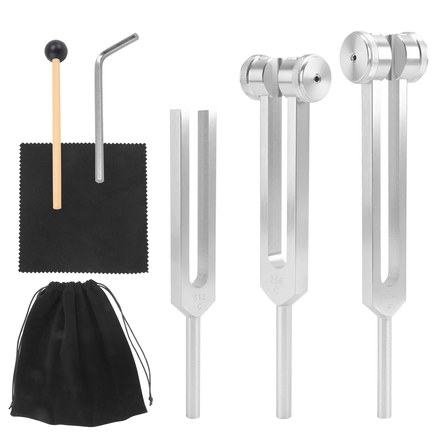 Set Garpu Tala Tahan Lama-128 Hz, 256 Hz, 512 Hz, Garpu Tala Sempurna untuk Penyembuhan, Cakra, Terapi Suara, Menjaga Tubuh, Pikiran dan Jiwa