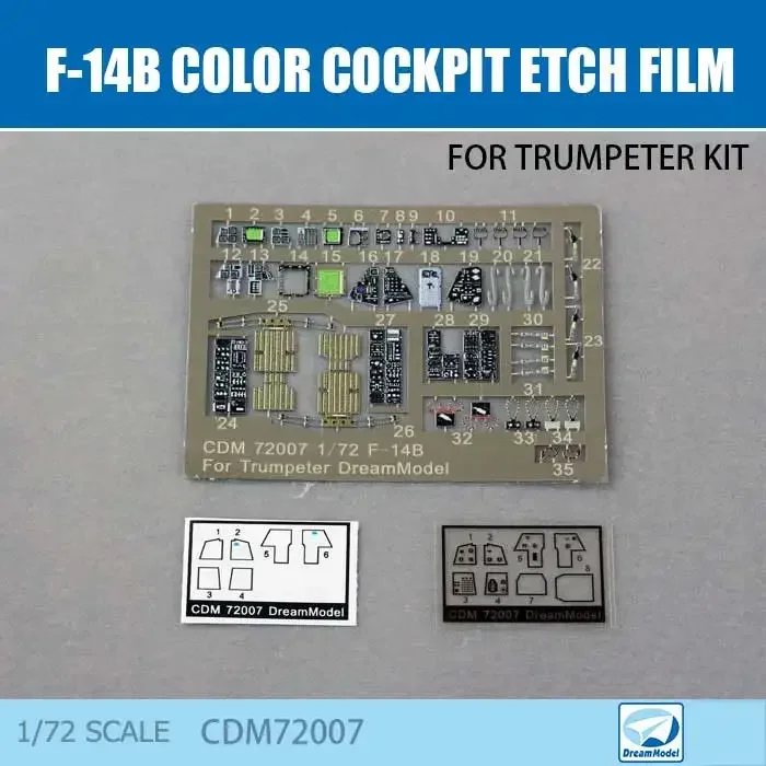 Dream Model Color cockpit etching film F-14A F-15C J-15 F-16CJ Su-27 1/72