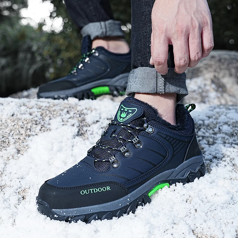 2026 Winter Snow Shoes Men's Hiking Shoes Leather Outdoor Shoes Wear-resistant Men Trekking Walking Hunting Tactical Sneakers 46
