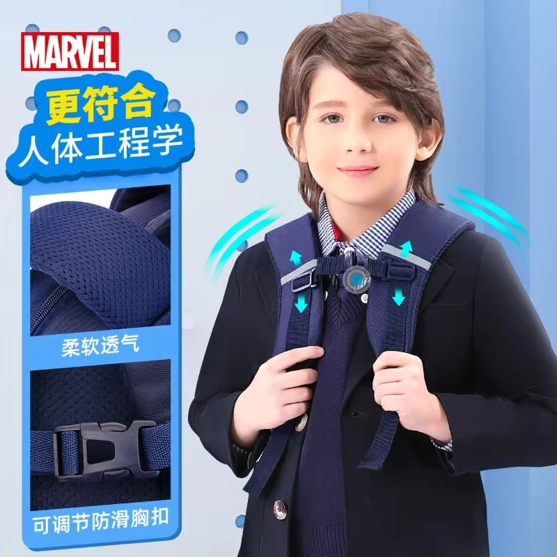 Disney-Bolsas escolares para meninos, Homem-Aranha de Ferro, grau 1-3, ombro primário, mochila ortopédica, Capitão América, 2022