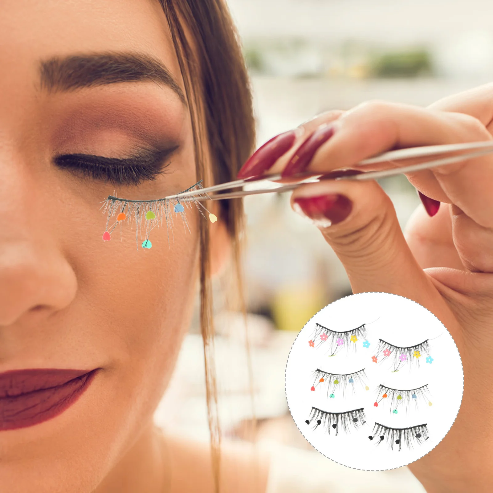 3 Paires de Cils à Paillettes, Cils Colorés Finement Traitées, Extensions de Cils pour Maquillage Quotidien, Faux Cils Colorés