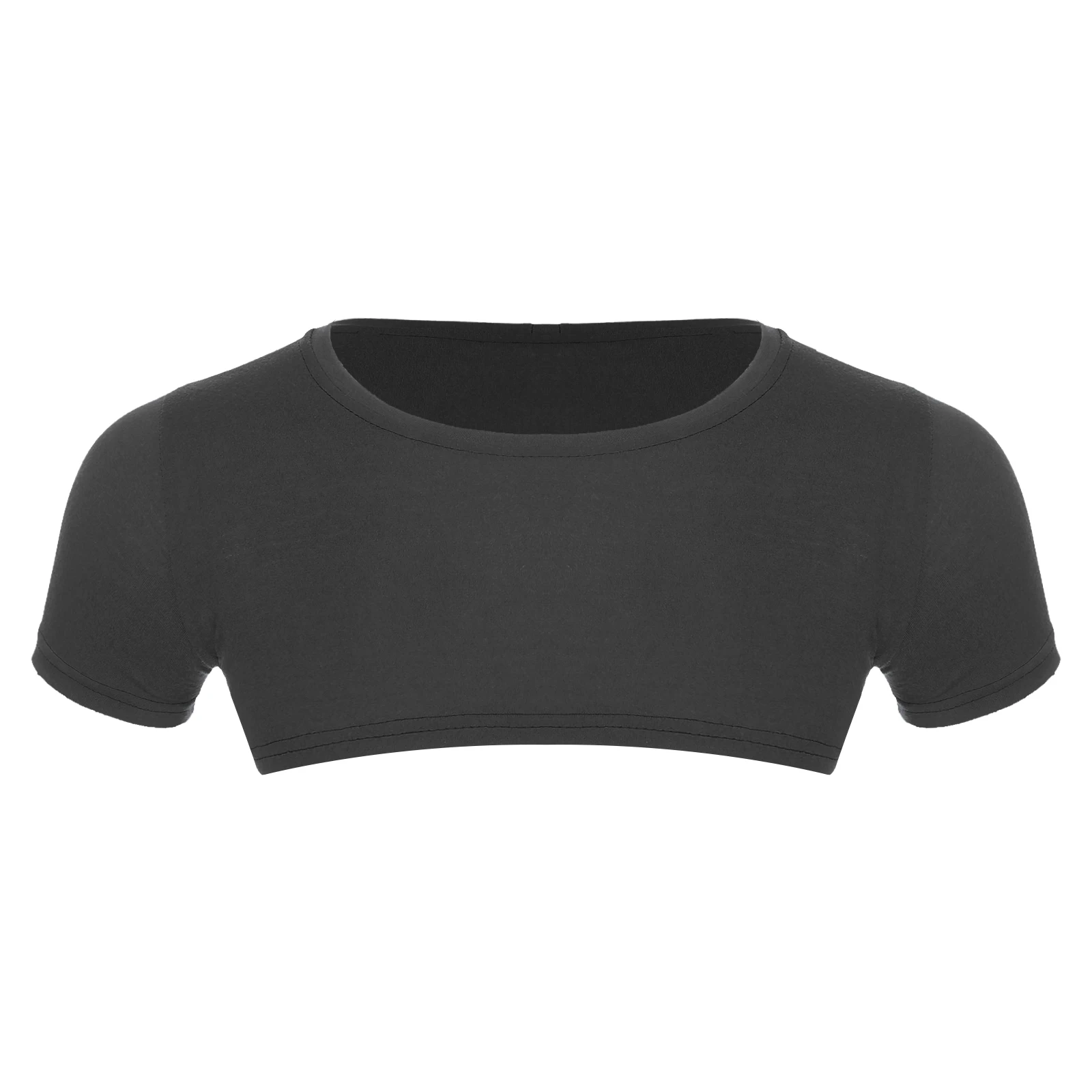 Mens Half Crop top abbigliamento maschile girocollo manica corta t-shirt Casual tinta unita Cropped top Rave Party Outfit Clubwear