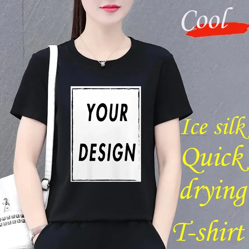 

Customization T-shirt Tops Summer Fashion Classic Women's Black T-shirt To Customize Your Exclusive Pattern You Want To Print