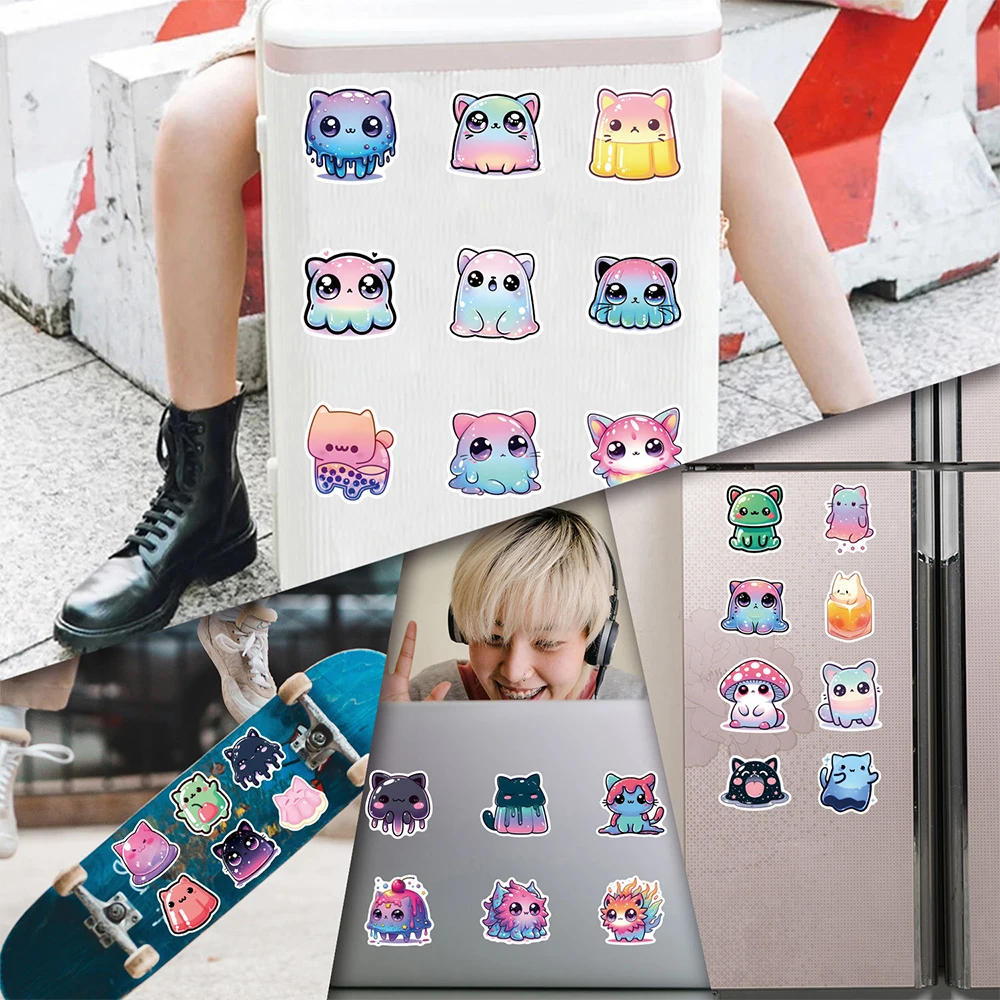 10/30/54pcs Kawaii Jelly Cat Cartoon Stickers decalcomanie carine per bambini giocattolo fai da te telefono bagagli Notebook Kawaii Graffiti Sticker Decor