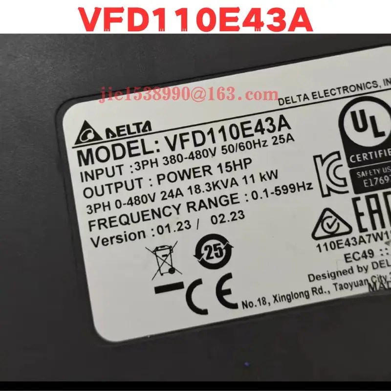 Used Frequency Converter VFD110E43A  Normal Function Tested OK