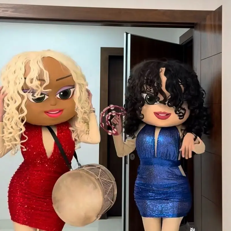 Neues Stripper-Maskottchen-Kostüm Supermodel-Mädchen-Puppen-Cosplay-Anzüge Erwachsenen-Maskerade-Karneval-Party-Werbe-Performance-Outfits