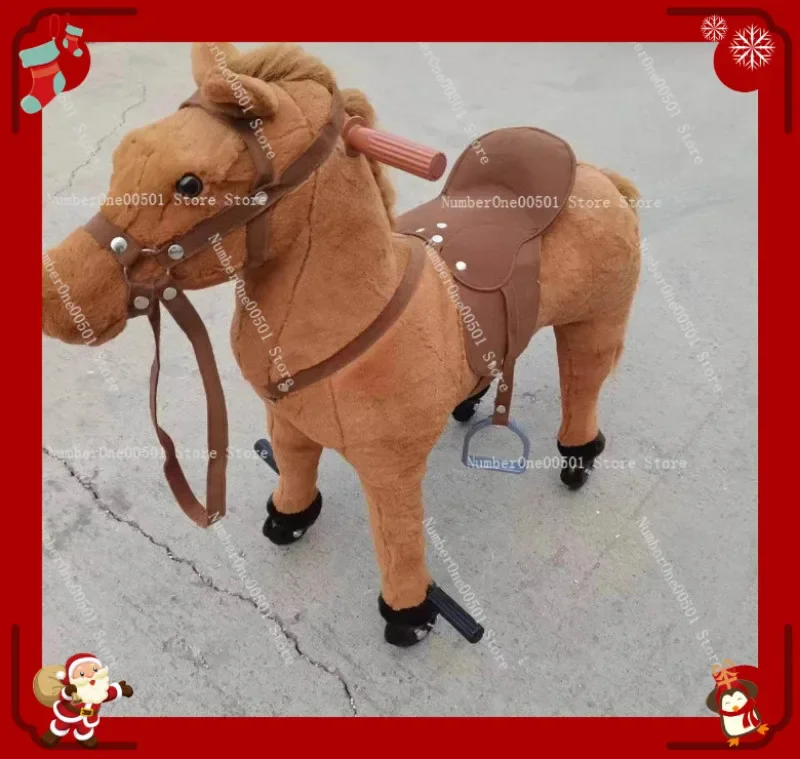 Factory Direct Large Kids  Horse Ride On Wooden Rocking Horse Kindergarten Playground   Custom