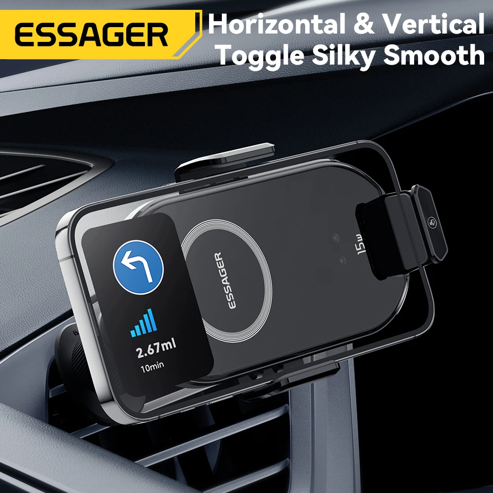 Essager 15W Wireless Fast Charging  Car Phone Holder For iPhone 16 15 14 13 Pro Max  Car Charger Aircon Vent Holder