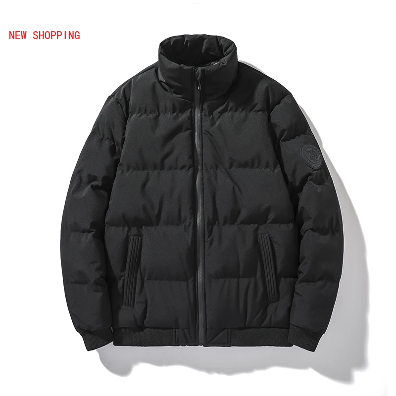 Stand Collar Warm Thick Cotton-padded Jackets Men Clothing Zipper Mens Jacket Solid Plus Size Winter Coat Male 4 Color M-8XL