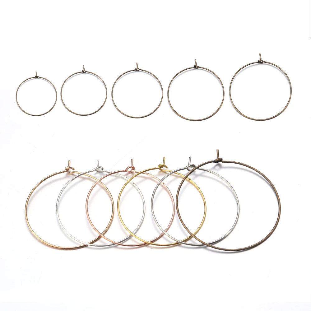 

50pcs/lot Iron Big Circle Wire Hoops Loop Earrings Round Circle Earring Studs for DIY Dangle Earring Jewelry Making Supplies