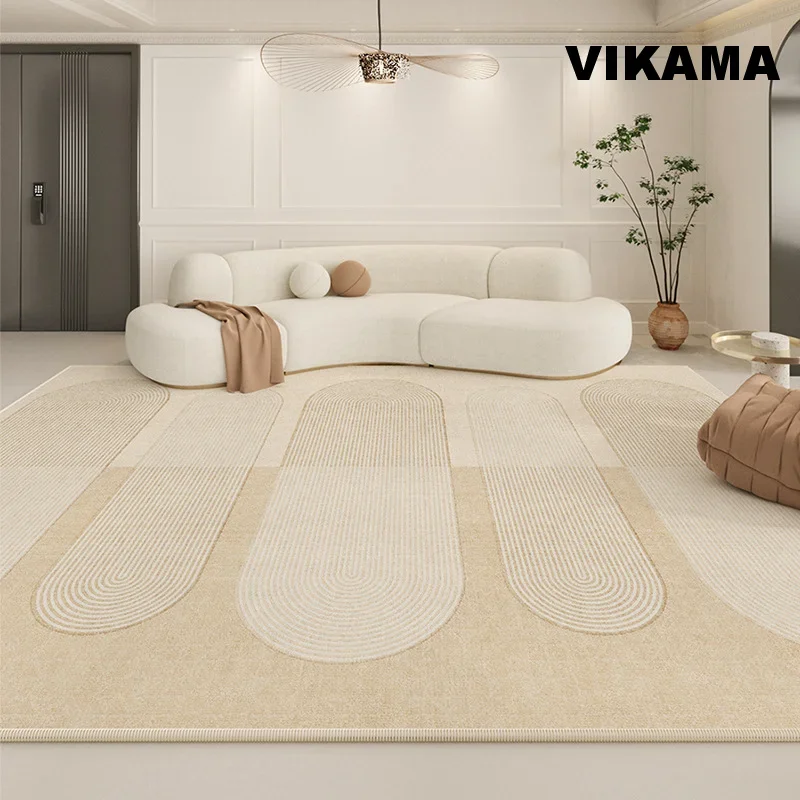 VIKAMA  2024 new waterproof washable wipeable rugs Crystal pile cream style carpet living room light luxury premium