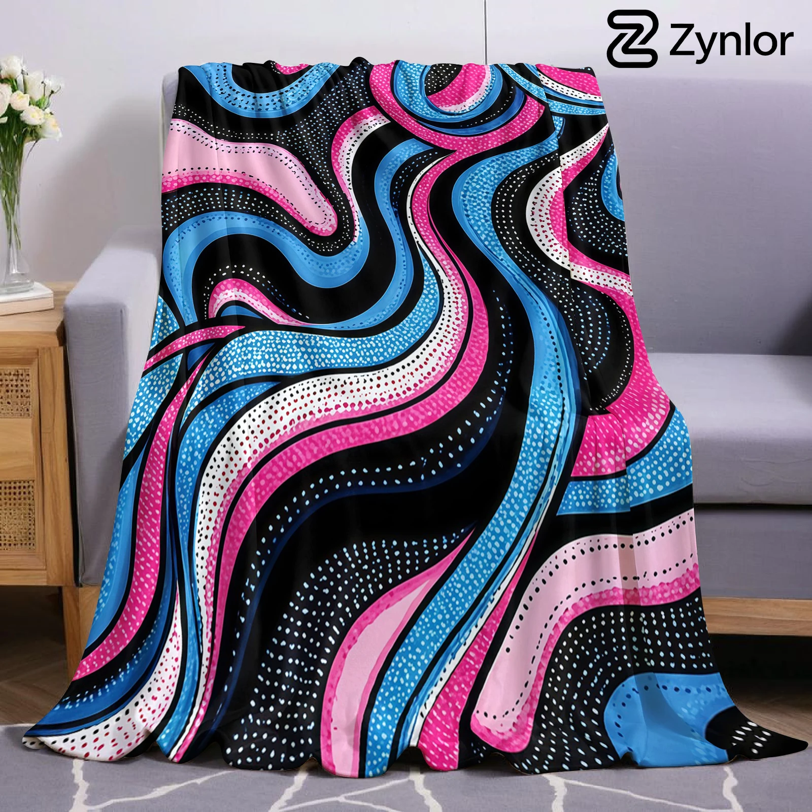 Swirl Wave Lightweight Microfiber Soft Christmas Fleece Blanket Warm Cozy Throw for Bed Sofa Office Travel All Season