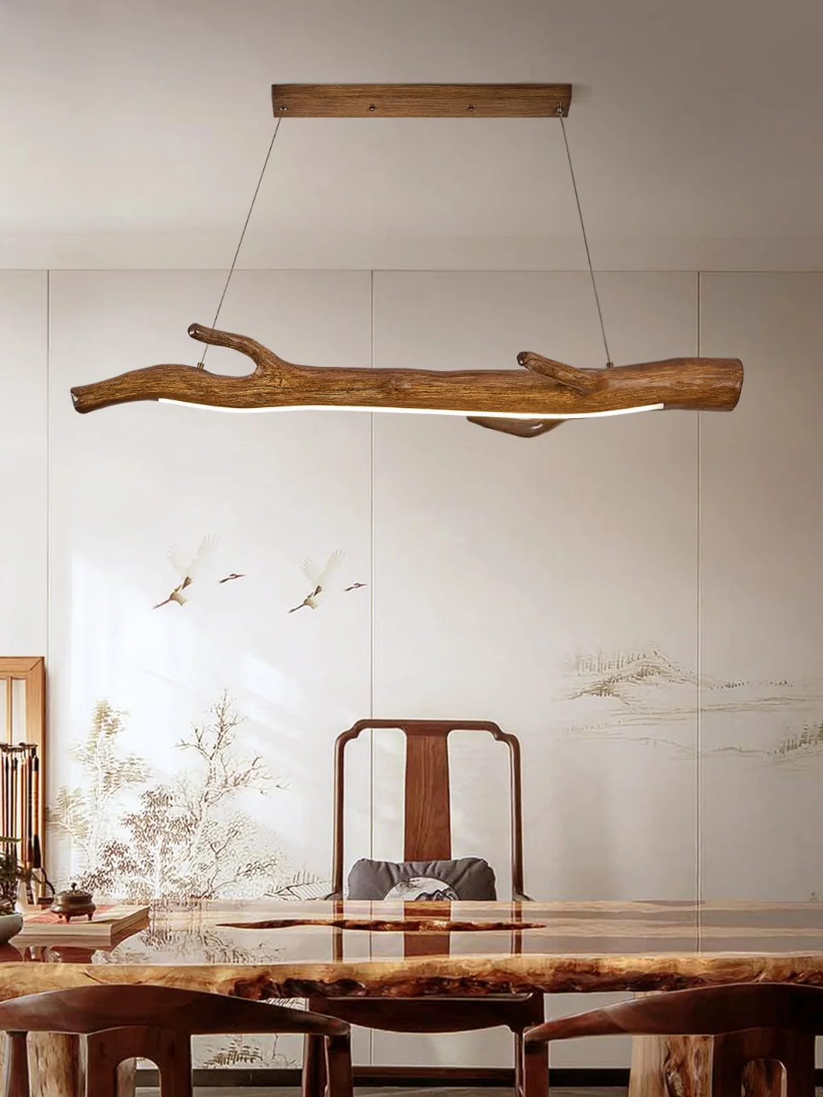 

Vintage Resin Branches Pendant Lights LED Hanging Lamp for Tea House Dining Room Cafe Indoor Decor Lighting Simulated Wood Color