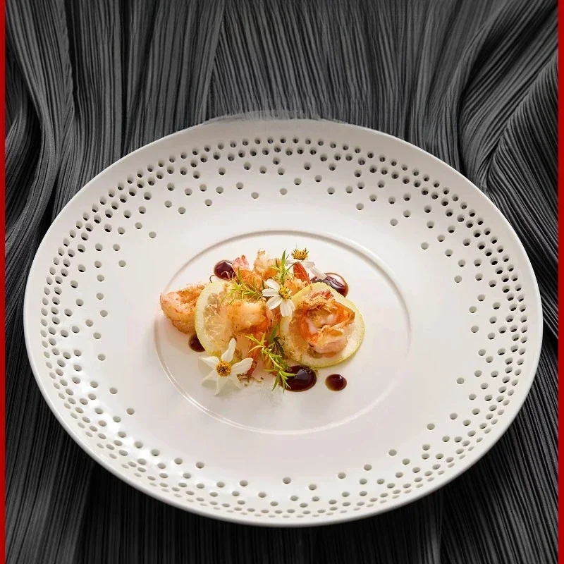 Hollow Ceramic Plates, Tableware Artistic Conception Dishes, Fruit Platter for Setting, Household Tableware, Utensils