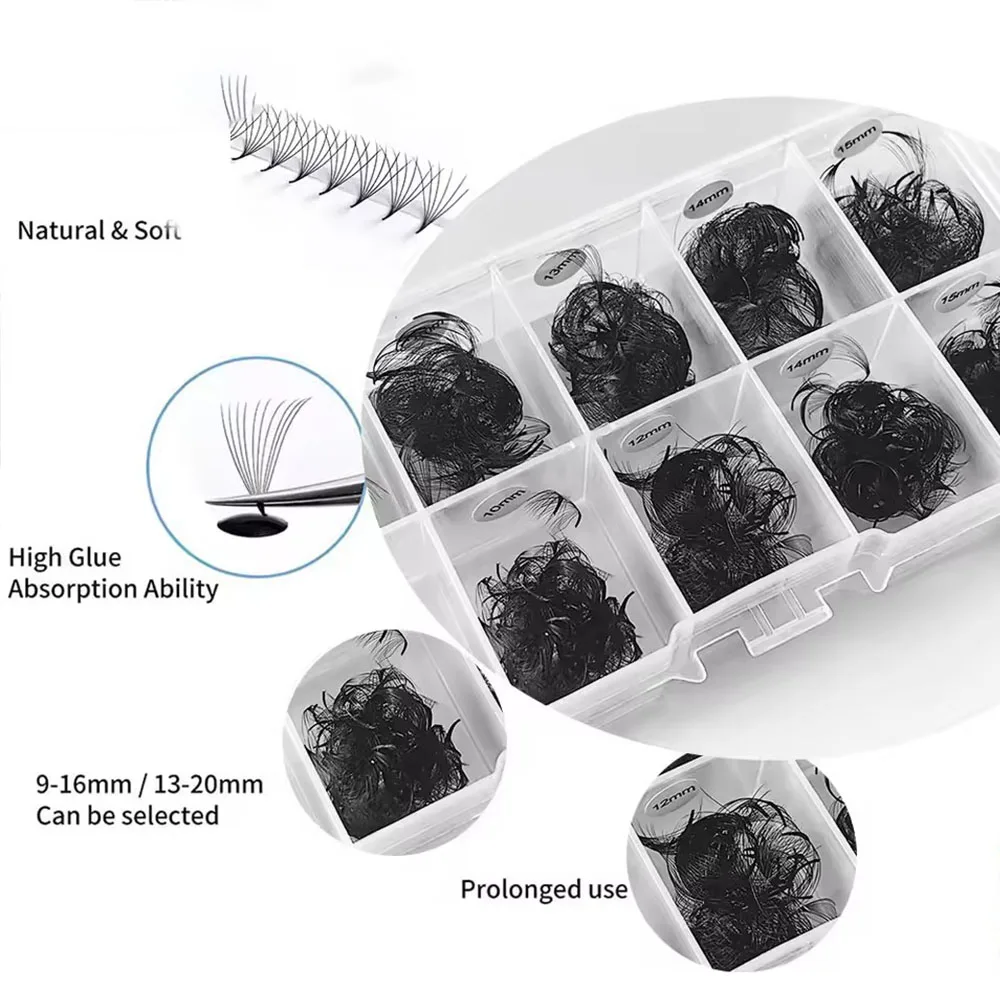 1500 Fans 3D-20D Premade Russian Volume Fan Mixed Length 8-15mm Sharp Pointy Stem Premade Lashes Extension Thin Root Eyelashes