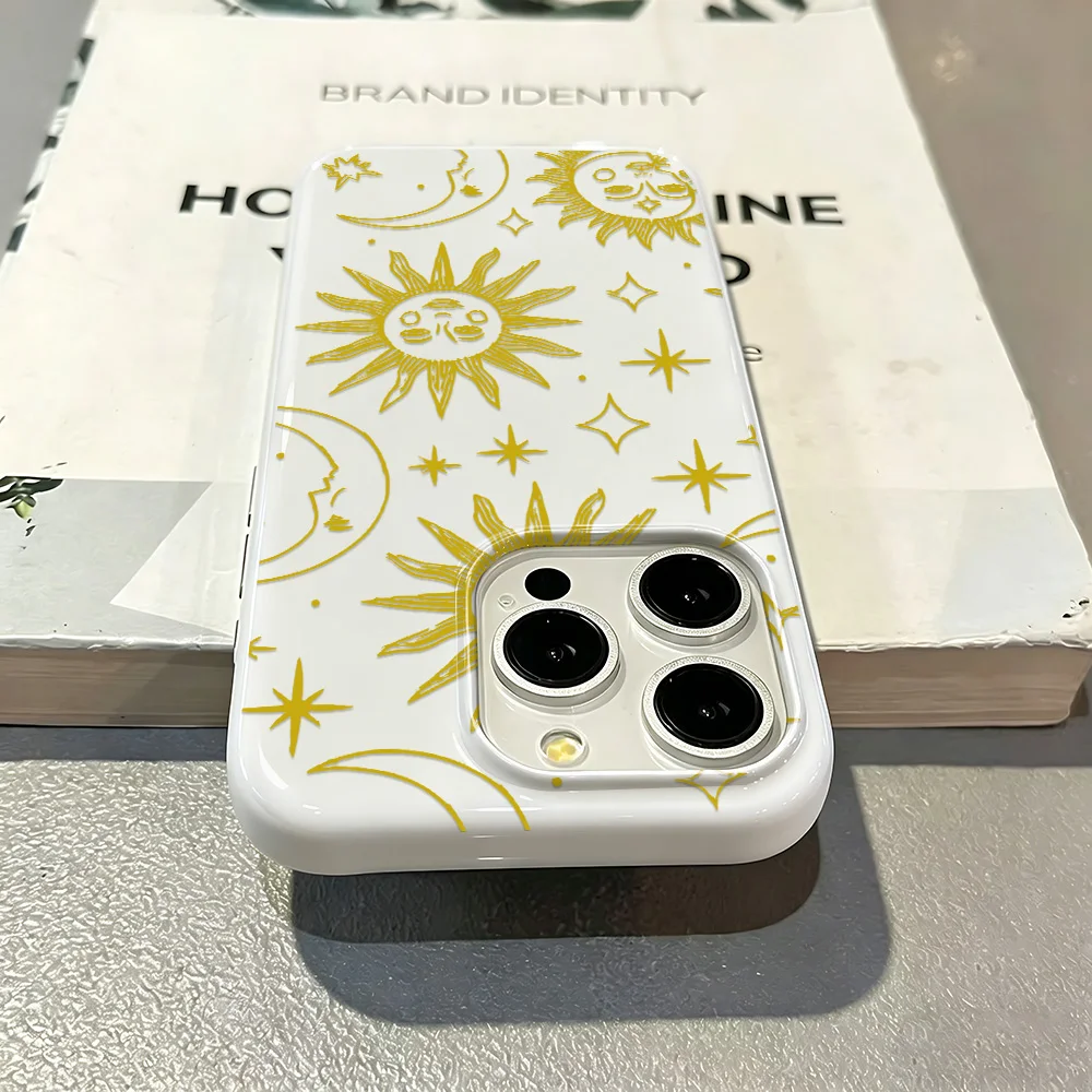Sun Moon Graffiti Art Silicone Case For Iphone 14 12 11 17 Plus 13 16 15 Pro Max Hip Hop Street Style Cover