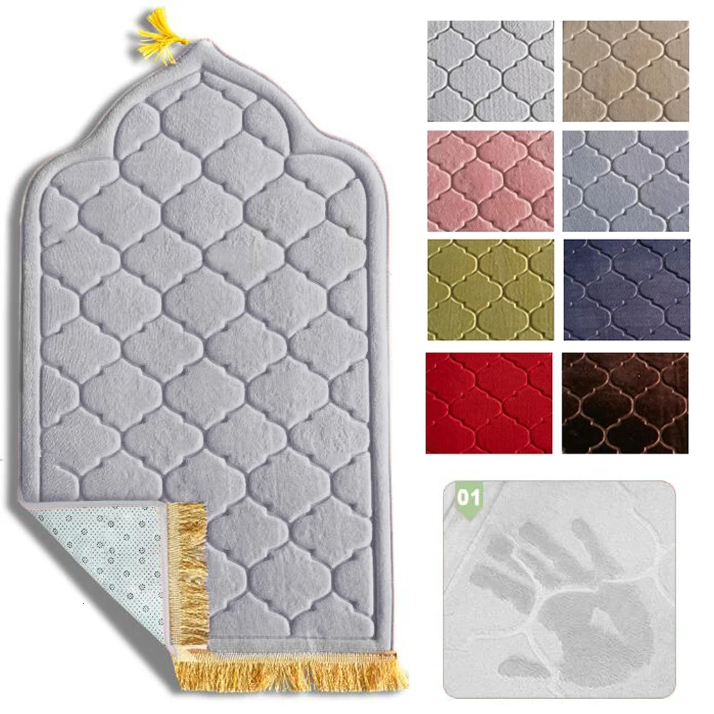 Polymères de prière en glutnel, couverture de culte, genouillère de culte, tapis de sol en gaufrage, antidérapant, doux, portable, voyage, cadeau du Ramadan