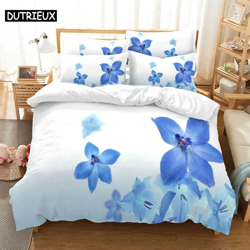 

Blue Flowers Bedding Set Duvet Cover Set 3d Bedding Digital Printing Bed Linen Queen Size Bedding Set Fashion Design