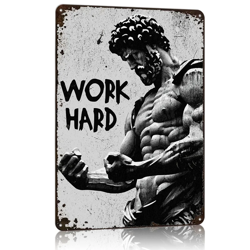 Work Hard Marcus Aurelius Metal Poster Tin Sign Wall Art Customizable Metal Signs for Home Decoration Bar Accessories Room Decor