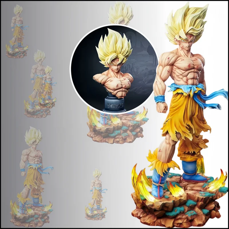 

Jt Statue Dragon Ball Z Son Goku Figure Replaceable Heads Led Base Super Saiyan Goku Action Figures Collection Model Toys Gifts