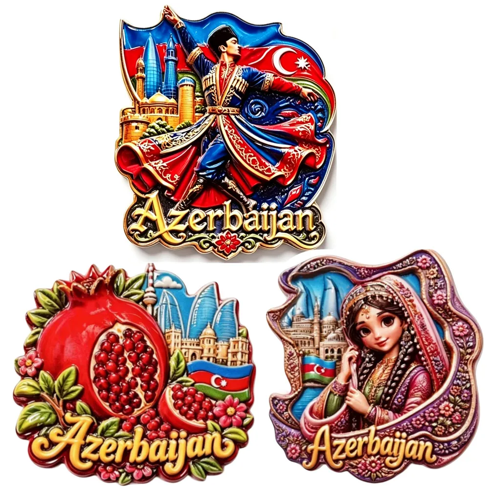 Asia Azerbaijan 3D Fridge Magnets Tourism Souvenir Refrigerator Magnets Sticker