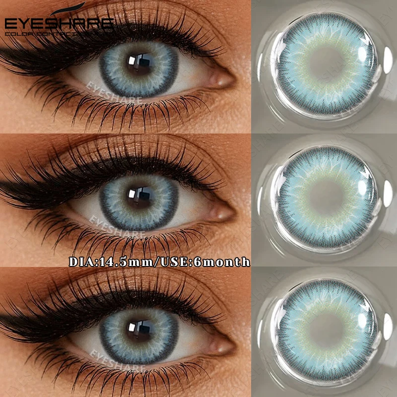 Lentes de Contacto de Color AMARA para Ojos, Pupilas Verdes Naturales, Lentes de Contacto Marrones, 1 Par, Pupilentes Grises de Moda