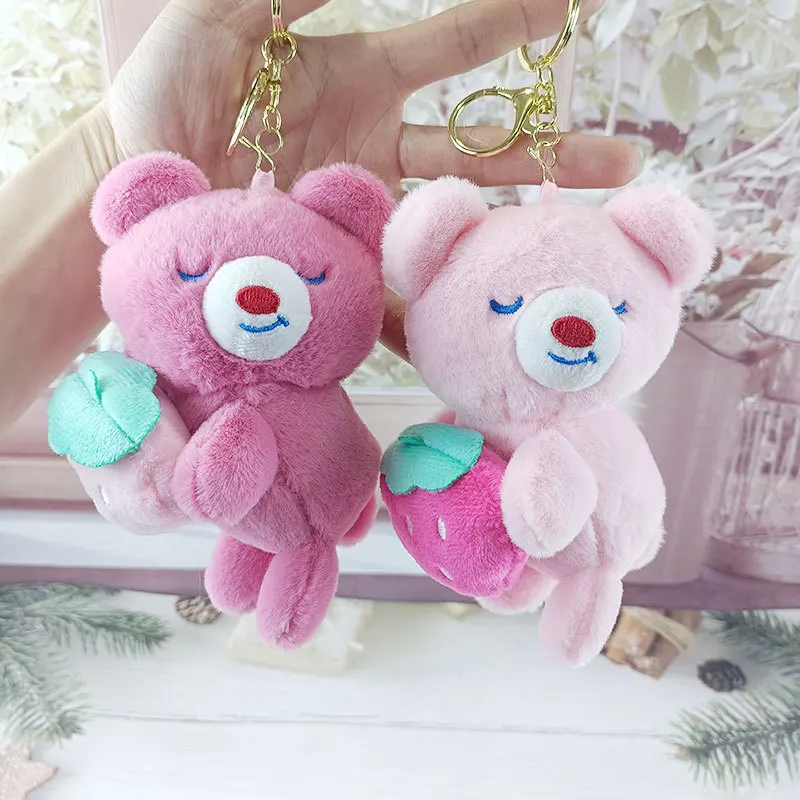 

New Lovely delicate Plush doll Creative Cute plush prone bear Holding strawberries sweet soft birthday gift