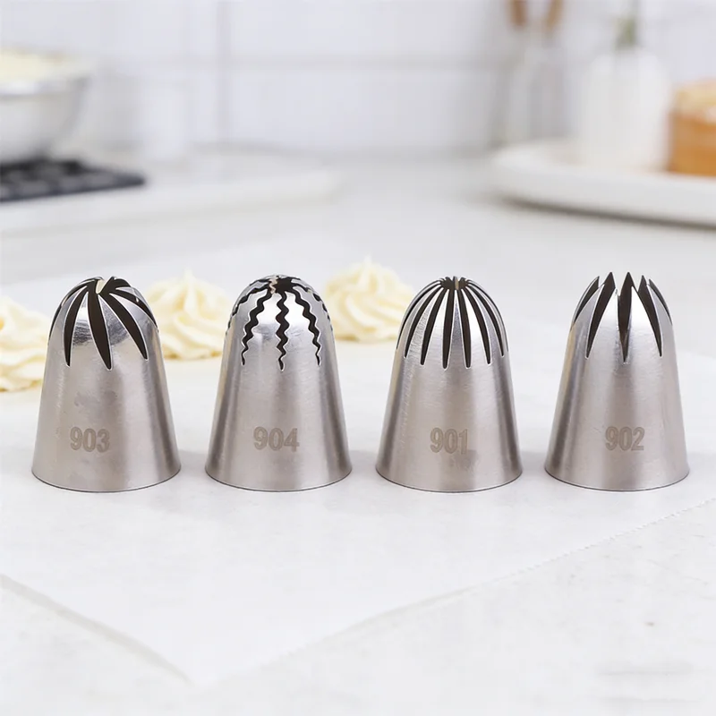 

Large Size Close Star Piping Nozzles 901 902 903 904 Stainless Steel Icing Tips Cake Fondant Baking Pastry Tool