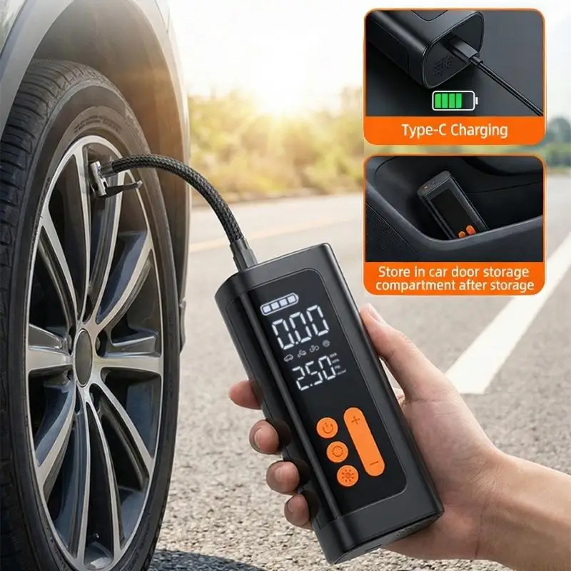 J0MA High Performances Portable Air Pumps For Car Tires Type C Charging For Travel Camping Emergency Use And Outdoor Activities