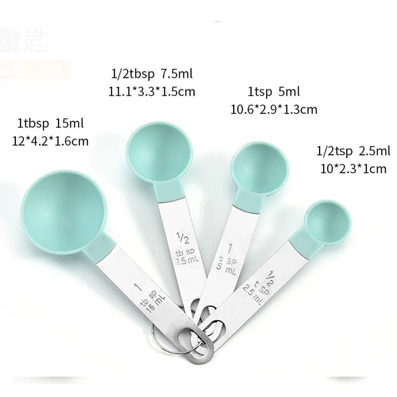 4pcs Kitchen Tools Measuring Spoons cups Set steel handleTeaspoon Coffee Sugar Scoop Cake Baking Cooking Gadgets - Detail 1