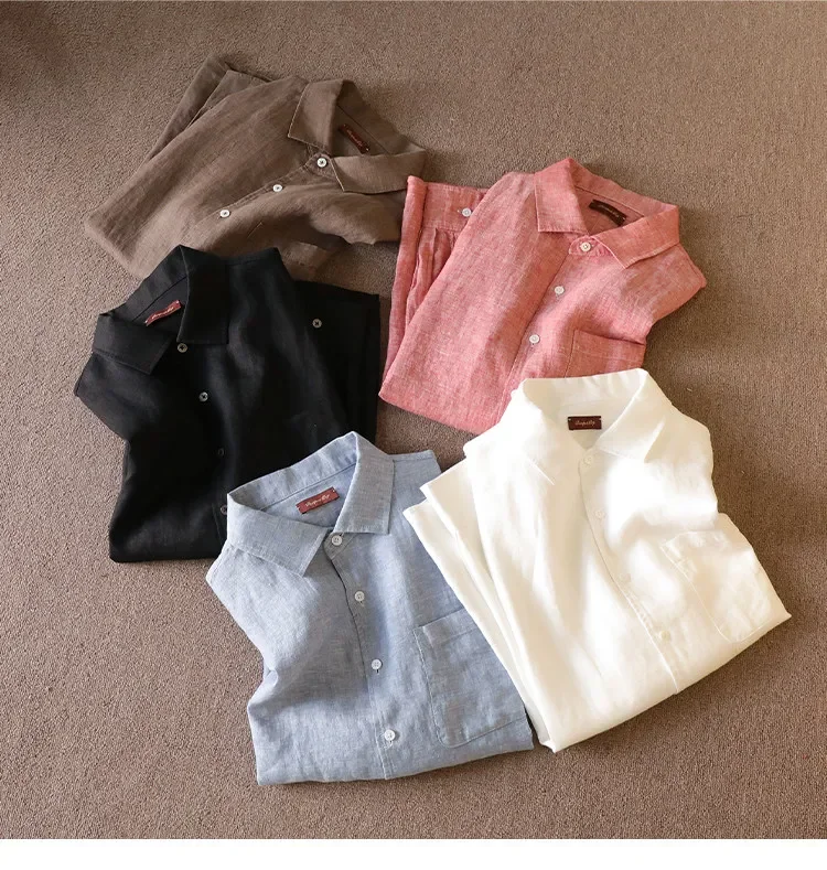 

Italian old money style 26 spring and summer new 100% linen lazy style long-sleeved shirt