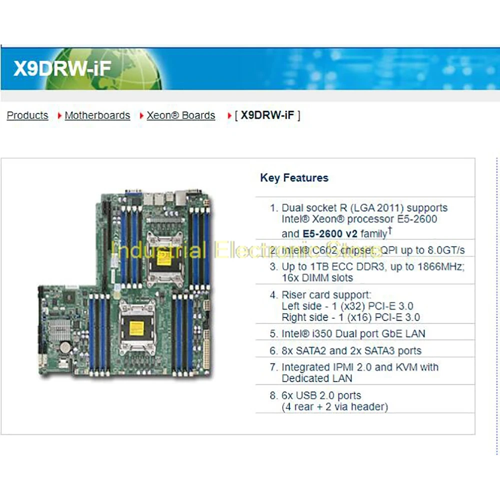 لدعم اللوحة الأم لخادم Supermicro لعائلة Xeon E5-2600 V1/V2 LGA2011 DDR3 X9DRW-iF #6