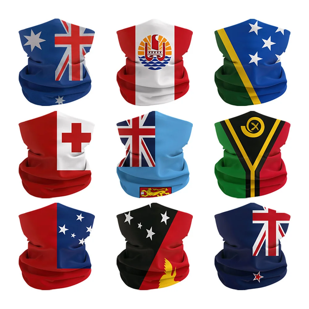 Oceania National Flags Face Bandana Seamless Tube Women Hiking Scarf Australia New Zealand UV Protection Men Cycling Neck Gaiter