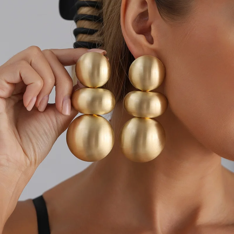 

Big Exaggerated Multilayer Round Dangle Drop Earrings For Women Vintage Gold Color Punk Statement Geometric Jewelry Gifts Female