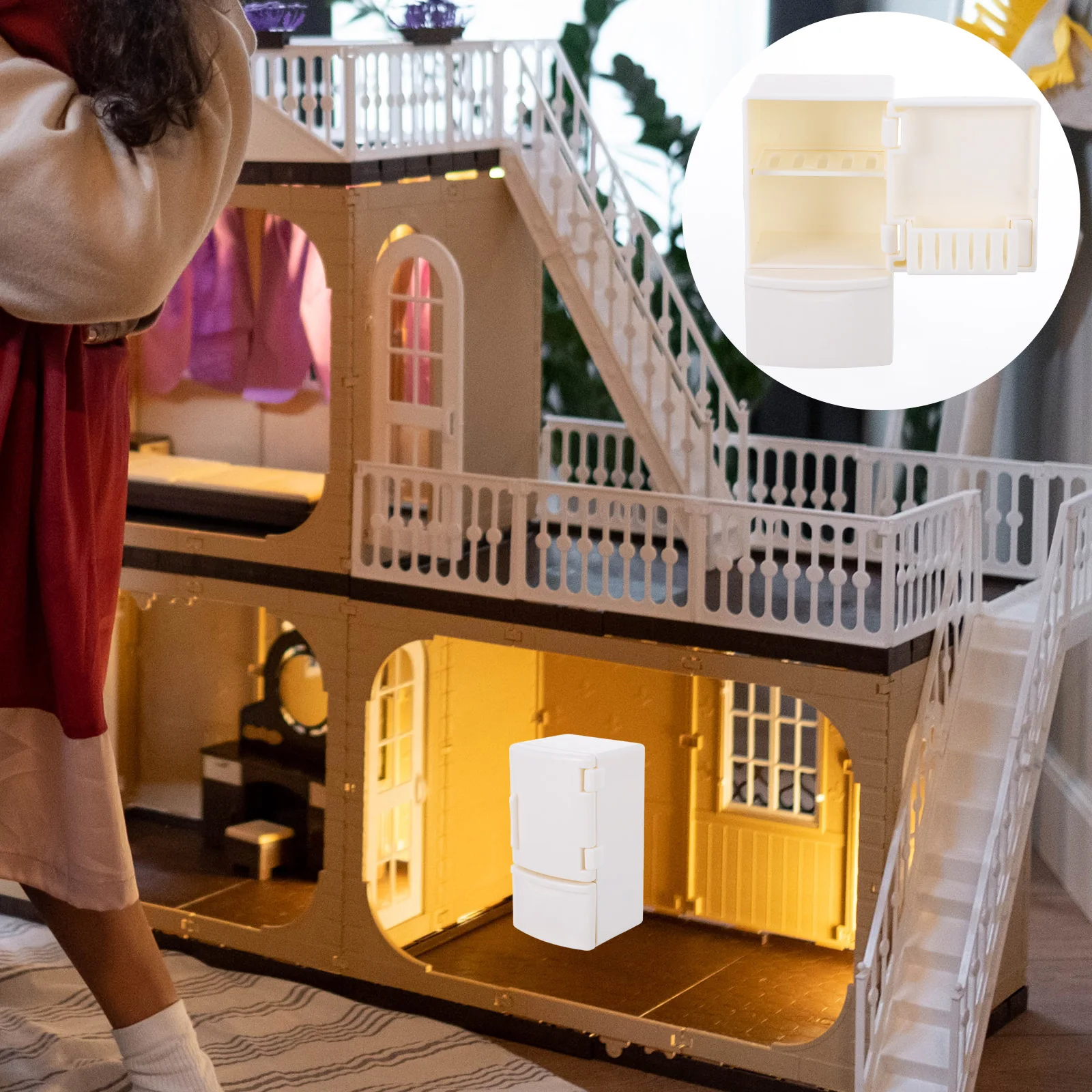 

2 Pcs Mini Fridge Kids Dollhouse Refrigerator Toy Room Accessories Plastic Home Model Child