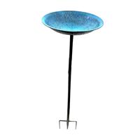 Bird Bath Bowl Sturdy Heavy Duty Iron Decorative Outdoor Birdbath Birdfeeder with Stake for Backyard Yard Balcony Outdoor Patio
