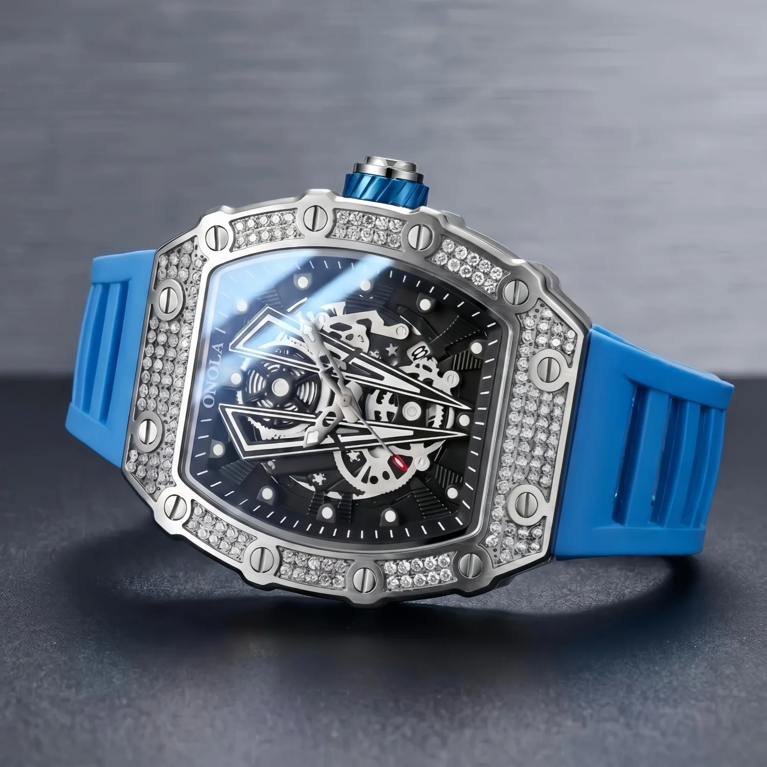ONOLA New Diamond Fashion Man Watch Top Luxury Man Quartz Watches Sports Waterproof Men Wristwatch Clock
