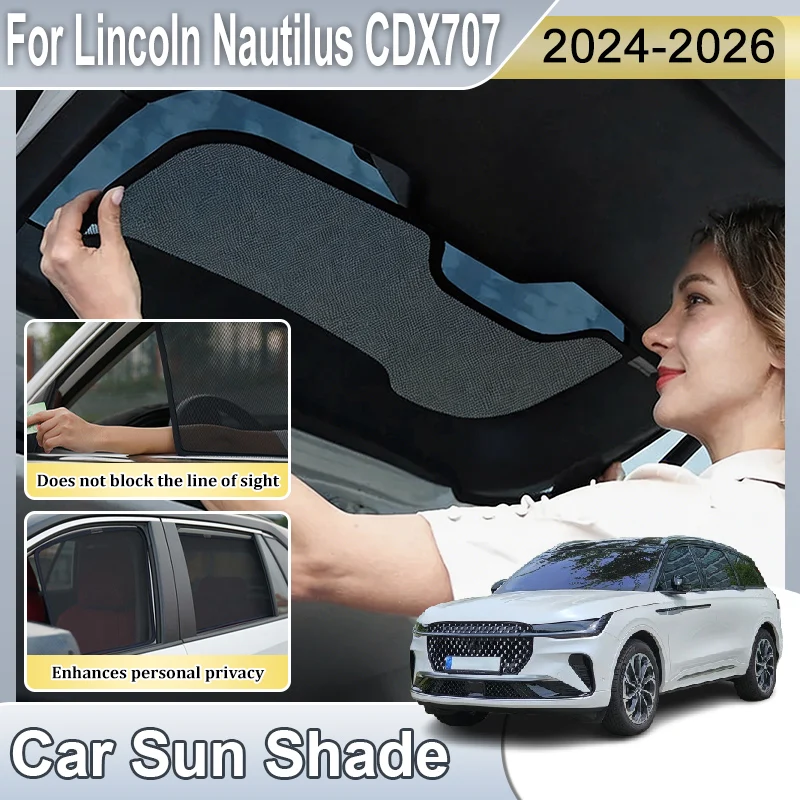 Car Mesh Sunshade For Lincoln Nautilus 2026 Accessories MK2 2024 2025 CDX707 Front Rear Window Screen Sunshade Auto Parasol Tool