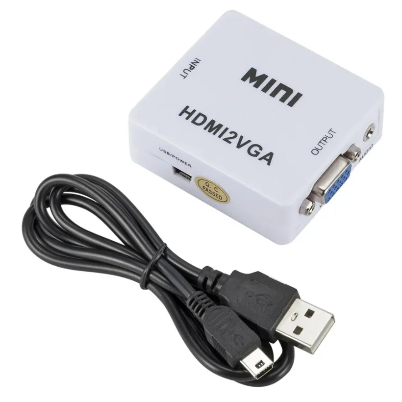 MnnWuu MINI HDMI-compatible to VGA Adapter HDMI2VGA Converter Digital Analog HD 1080p HDMI TO VGA For PC Laptop Tablet Displayer