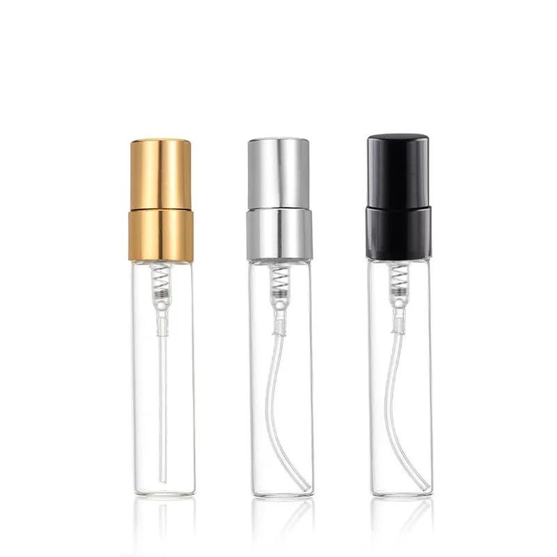 

10pcs-Pack Clear Glass Refillable Perfume Bottles, Aluminum Atomizer, Unfragranced, Portable Spray Bottles in 2ml/3ml/5ml/10ml