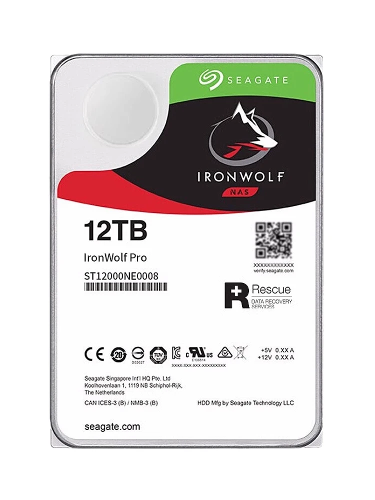 St12000ne0008 nas hdd、ironwolf pro、12テラバイト、7200rpm、7200 Gbps、3.5インチ、新品