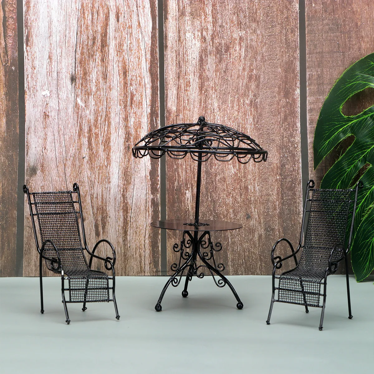

1Set Miniature Tables Chairs 1 12 Scale White Outdoor Garden Scene Metal Leisure Table Chair Micro Landscape Ornament Gift