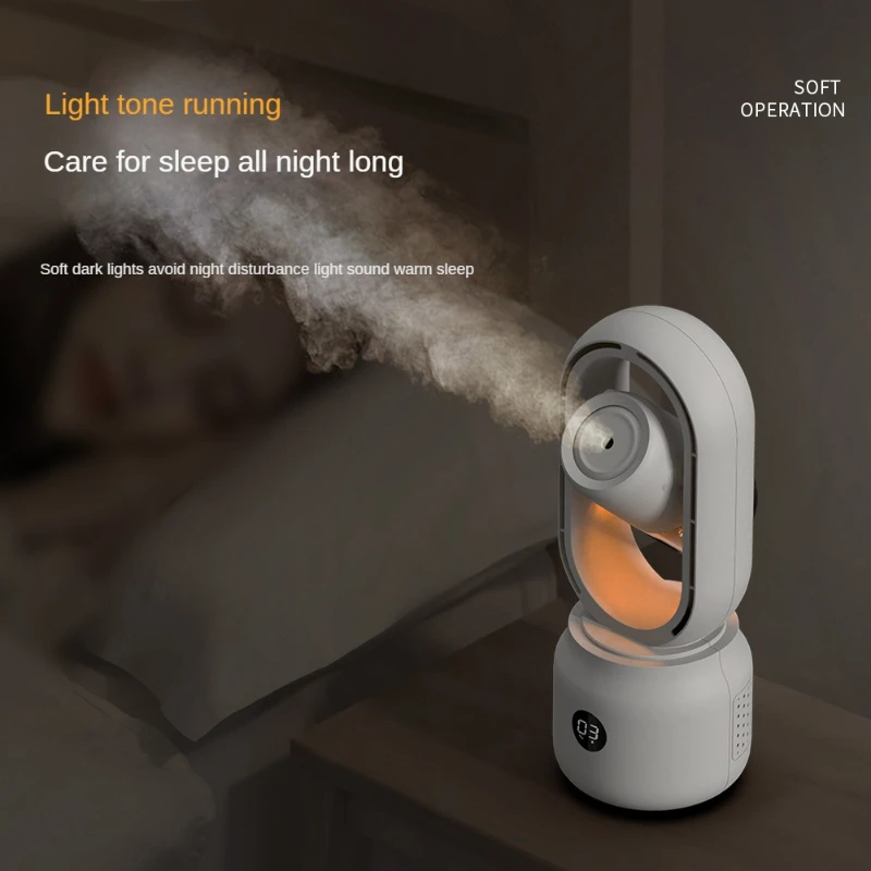 Xiaomi-ventilador de escritorio sin hojas, ventilador multifuncional con poca luz nocturna, humidificador, refrigeración para el hogar, viento fuerte de Bajo decibelio