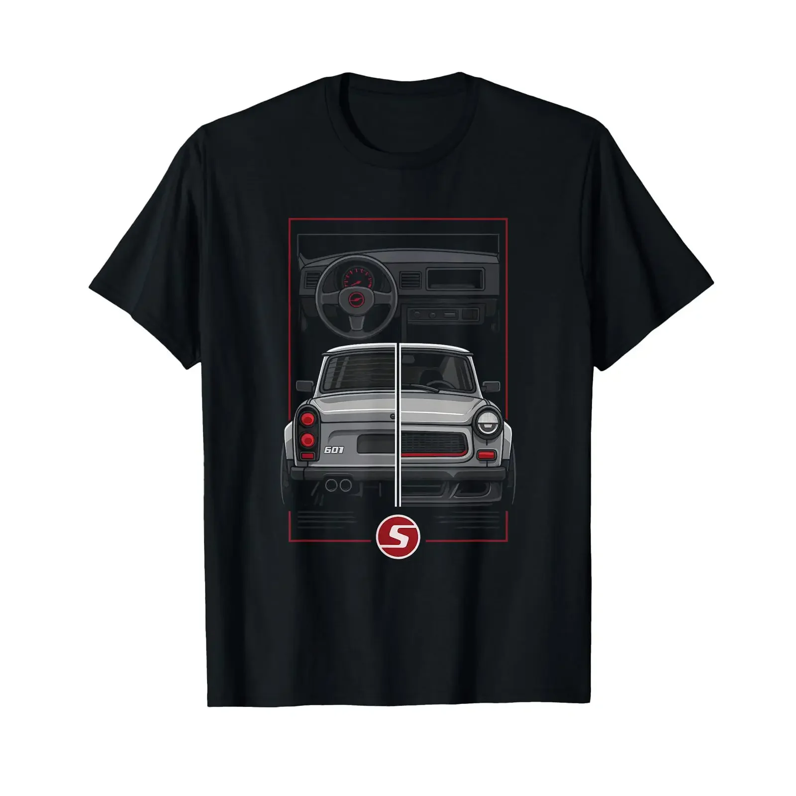 Camiseta Tuning TrabanT Trabi 601 Cult Design DDR Car negra S vintage lavada ligeramente unisex streetwear suave versátil a la moda