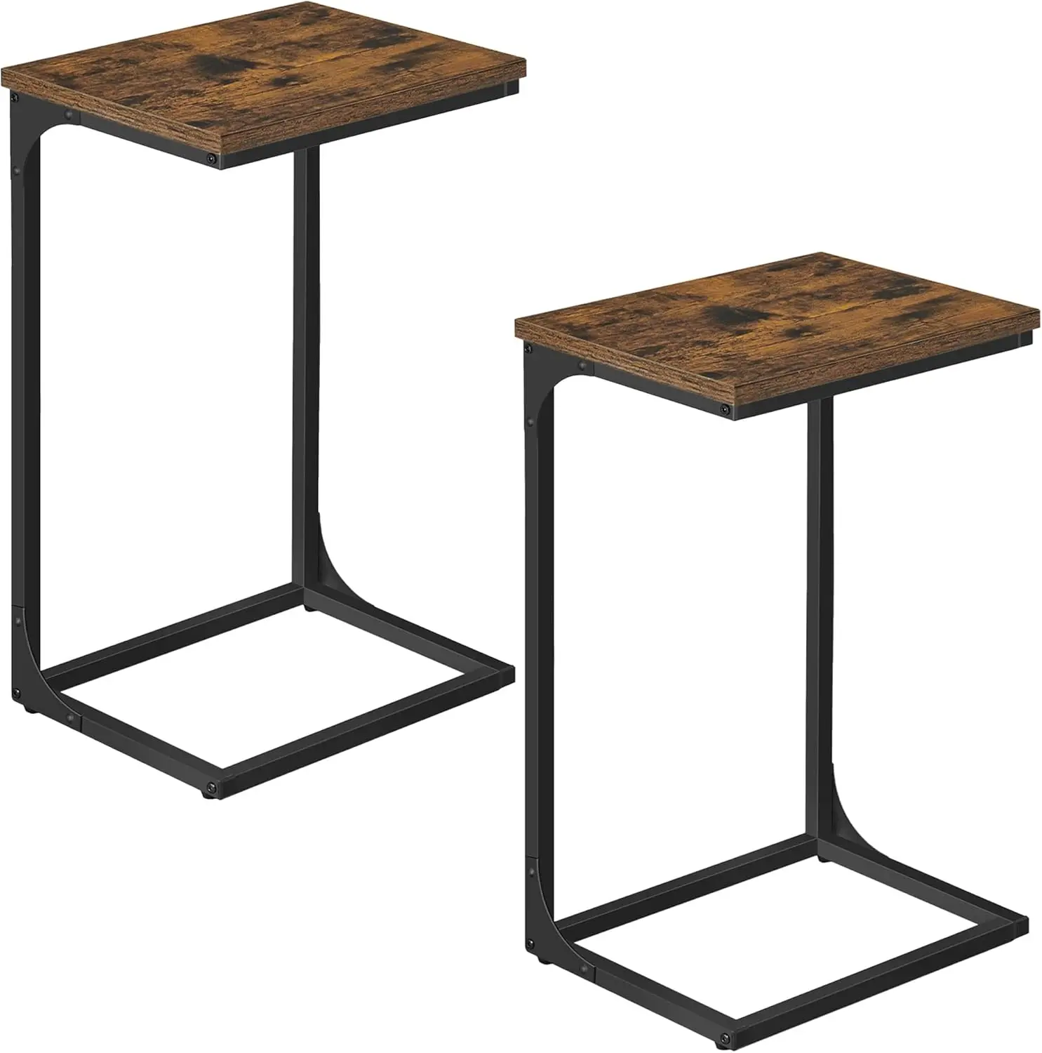 

C-Shaped End Table, Set Of 2, Side Table For Sofa, Couch Table With Metal Frame, Small Tv Tray Table For Living Room, Bedroom,